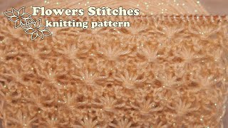 Цветочный узор спицами ? Flowers Stitches knitting pattern