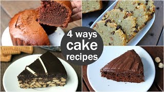 4 ways to make eggless cake recipe | eggless cake in cooker, steam, oven & no bake