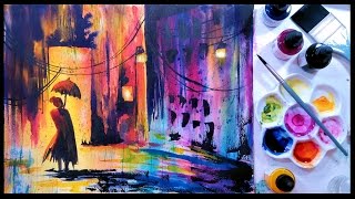 LIVE! Watercolor Paint Pouring Abstract Cityscape 12:30pm ET 5/12/17