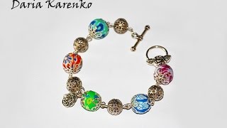 DIY Браслет из бусин на бижутерных булавках. Мастер класс \ Bracelet beads
