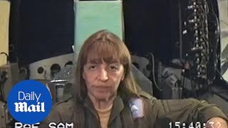 Footage from 1995 as women endure G-force training in centrifuge