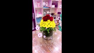 تنسيق-الفازه-الزجاج-بالورد-الطبيعي//Coordinate winning glass rose