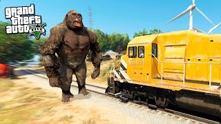 GTA 5: КИНГ КОНГ (king kong) ПРОТИВ ПОЕЗДА В GTA 5 - КАК ОСТАНОВИТЬ ПОЕЗД?