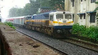Netravati express LHBfied! 16346 with Brand new Uniform LHB coaches spotted in heavy rain!