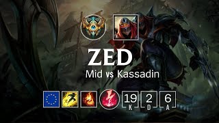 Zed Mid vs Kassadin - EUW Challenger Patch 8.18