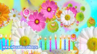 Футаж С Юбилеем 45 лет с цветами и фейерверком