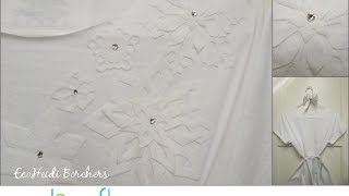How to Make a No-Sew White Snowflake Applique T-Shirt by EcoHeidi Borchers