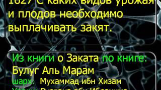 1627 С каких видов урожая и плодов необходимо выплачивать закят
