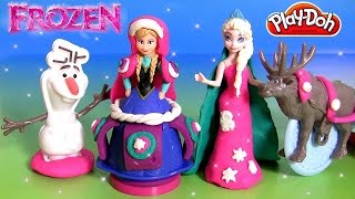 Play Doh Sparkle Disney Frozen Sled Adventure with Princess Anna Olaf Elsa Magiclip Dolls Kids toys