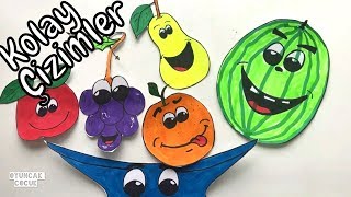 Meyve Tabağı Elma Armut Üzüm Çizimi | Meyve Çizim ve Boyama Videoları | Easy Drawings