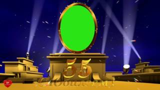 Футаж Юбилей 55 лет рамка золотая хромакей