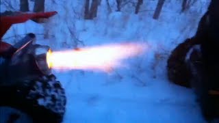Polaris Predator 500 Shooting Flames out of the exhaust    & COLD Start After Running out of gas *