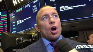 UFC 217: Georges St-Pierre Post-Fight Media Scrum at New York Stock Exchange