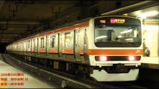 武蔵野快速【209系500番台 走行音】東京→府中本町 (2013.1.19)