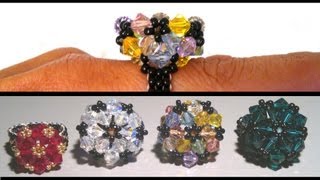 Wheelring made with Swarovski beads (video) beading tutorial
