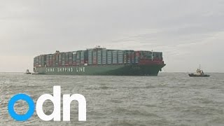 World's largest container ship arrives in the UK