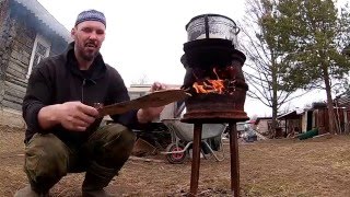 Уличная печь из колесных дисков \\ В деревню!