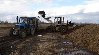 Внесение органики в СПК "Гигант".Буксующие трактора.