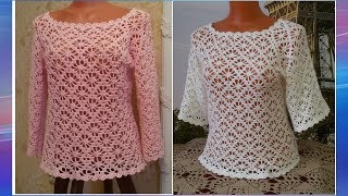 Ажурная блузка крючком.Часть 4.МК для начинающих.Openwork blouse crochet.Part 4.MK for beginners