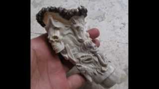 Skull of Indian Bull Horse Mammoth Wolf Eagle Handle Carving in Antler