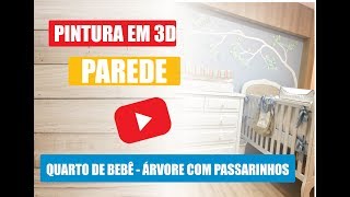 PINTURA 3D EM PAREDE - ÁRVORE COM PASSARINHOS Pollyanna Ferreira