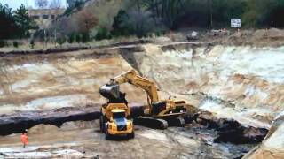 Cat 365C LME Loading Volvo A40E With Cat D6R II Working