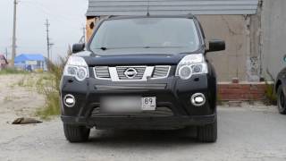 Светодиодные ПТФ с ДХО Nissan Xtrail две полосы. Противотуманные фары Ниссан Х Трейл. Отзыв МирДХО