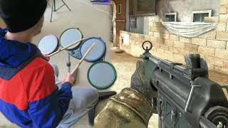 Playing Call of Duty with a Rock Band Drum Set