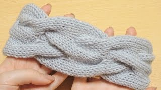 Объемная повязка на голову спицами. // Knitting headband