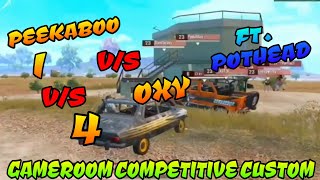 Peekaboo vs Oxy clan, 1 vs 4 unexpected ending Gameroom competitive customs pubg mobile highlights
