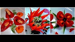 3 ЛАЙФХАКА  КАК КРАСИВО НАРЕЗАТЬ ПЕРЕЦ! УКРАШЕНИЯ ИЗ ОВОЩЕЙ! КАК КРАСИВО ОФОРМИТЬ СТОЛ!