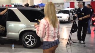 (o)(o) Naked Miami tv reporter doing interviews at SBN Daytona beach.