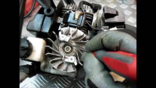 РАНЕЕ ЗАЖИГАНИЕ В БЕНЗОПИЛЕ, сломаны захваты, ремонт и запуск.Pre-ignition in a chainsaw