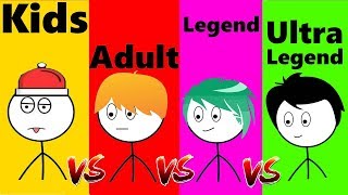 Kid VS Adult VS Legend VS Ultra Legend Gamers |  How To Exit From A Games | Azzloo