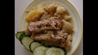 Свиные ребрышки в сырно-сливочном соусе