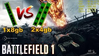 DUAL Channel VS SINGLE Channel [8GB] | Battlefield 1/ 1x8gb vs 2x4gb - RAM Test