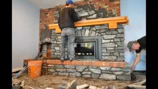 Fireplace recovering with stone