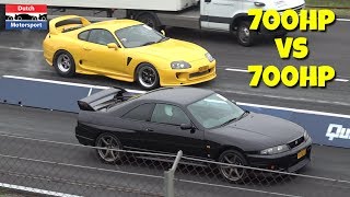 700HP Nissan Skyline vs 700HP Toyota Supra! - BURNOUT & Launch Controls!