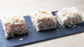 Любимая закуска для праздничного стола.  Закусочный торт «Наполеон»