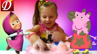 СВИНКА ПЕППА и ее друзья купаются в ванной с пеной Guinea pig Peppa and her friends