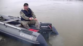 Первый запуска мотора Tohatsu 18. Река Тунгуска 15 апреля 2017 года