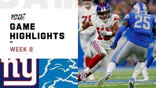 Giants vs. Lions Week 8 Highlights | NFL 2019