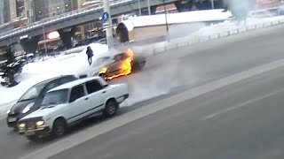 Сегодня - Загорелась машина на ходу. Красный Путь. ост. Библиотека Пушкина г. Омск