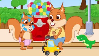 Famille d'Écureuil - Jouets à l'intérieur de Machine à Gommes Dessin Animé 2020 en Français