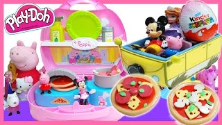 Peppa Pig Sofia the first Play Doh Kinder Surprise eggs Mickey Mouse Pizzeria