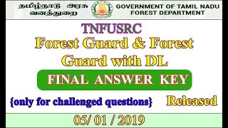 TNFUSRC forest guard & forest guard  with D/L final answer key Released (Challenged Questions)
