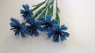 ВАСИЛьКИ ИЗ БИСЕРА из БИСЕРА. ПОЛЕВЫЕ ЦВЕТЫ ИЗ БИСЕРА. Часть 1/2.