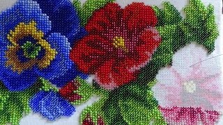 Закрепление нити при вышивке бисером в 2 прокола