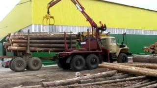 Работа лесовоза с гидроманипулятором