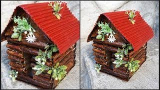 Домик из втулок от туалетной бумаги и картона & Домик светильник своими руками